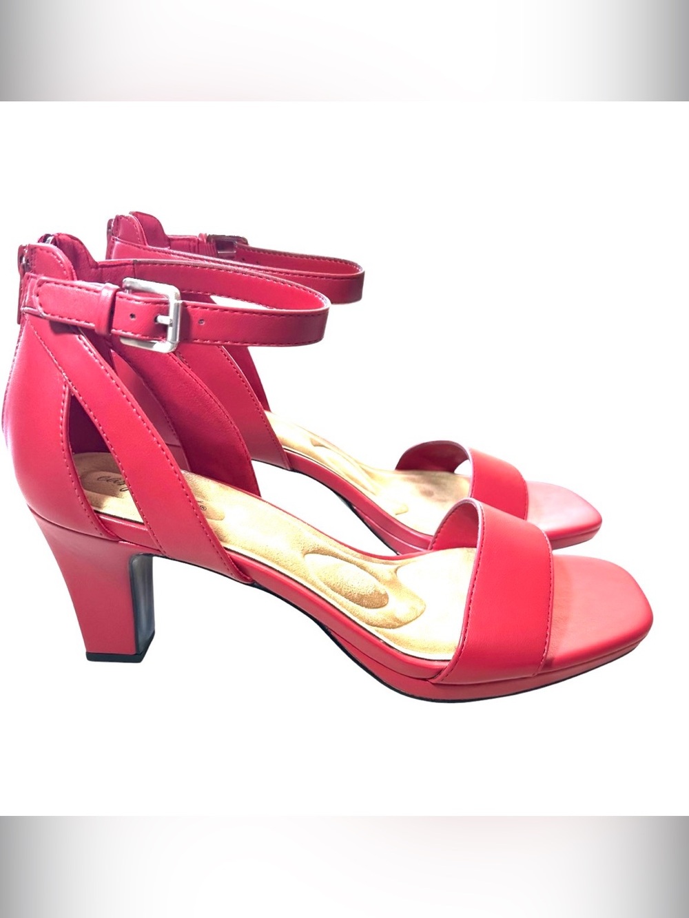 Easy Street Womens Size 12 M Red Ankle Strap Block Heel Sandals New in Box